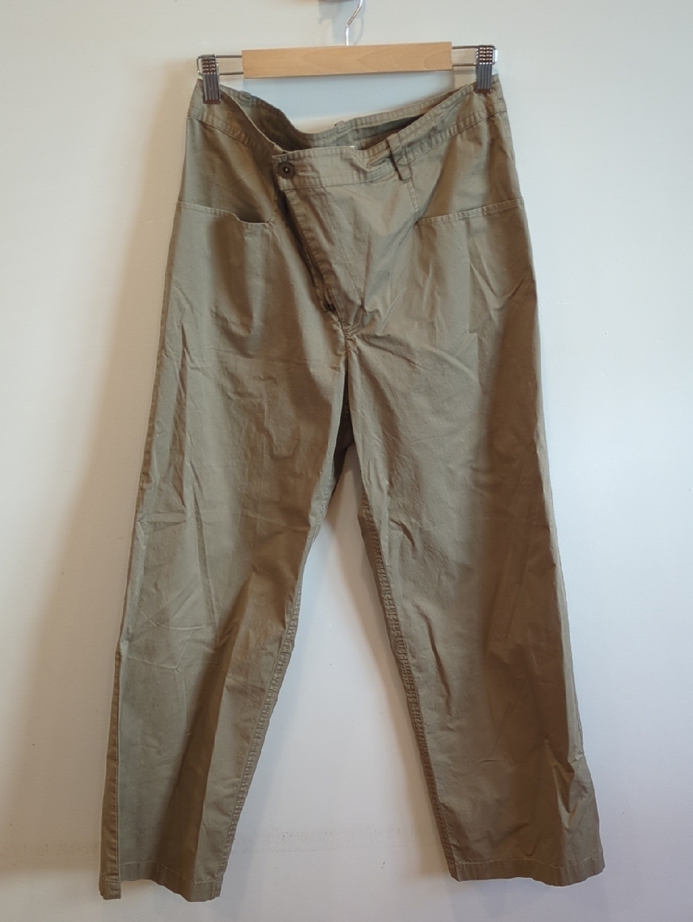 JNBY Women's Y2K Utility Streetwear Khaki Pants Straight Wide Leg Size Large